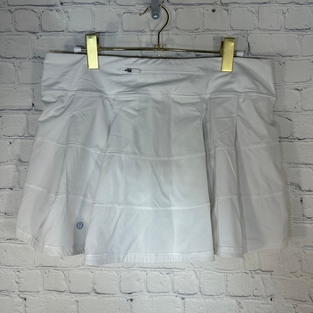 Lululemon Pace Rival Skirt White Pleated Athletic Tennis Skort 10 Tall